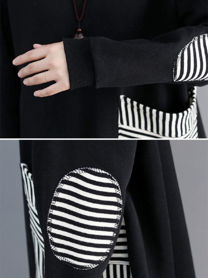 CASUAL POCKET LONG SWEATSHIRT SHORT DRESS