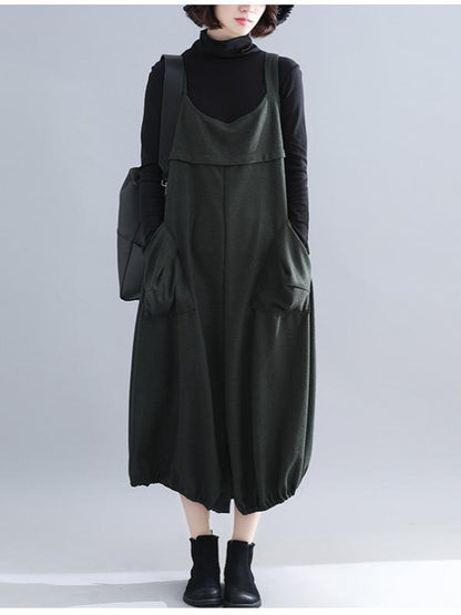 Loose Solid Wide Leg Straps Jumpsuits
