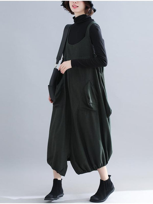 Loose Solid Wide Leg Straps Jumpsuits