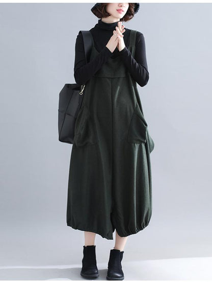 Loose Solid Wide Leg Straps Jumpsuits