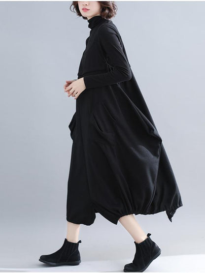 Loose Solid Wide Leg Straps Jumpsuits