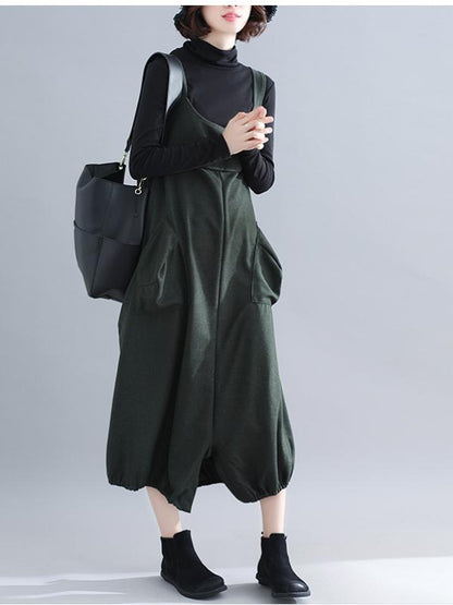 Loose Solid Wide Leg Straps Jumpsuits