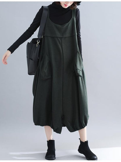 Loose Solid Wide Leg Straps Jumpsuits