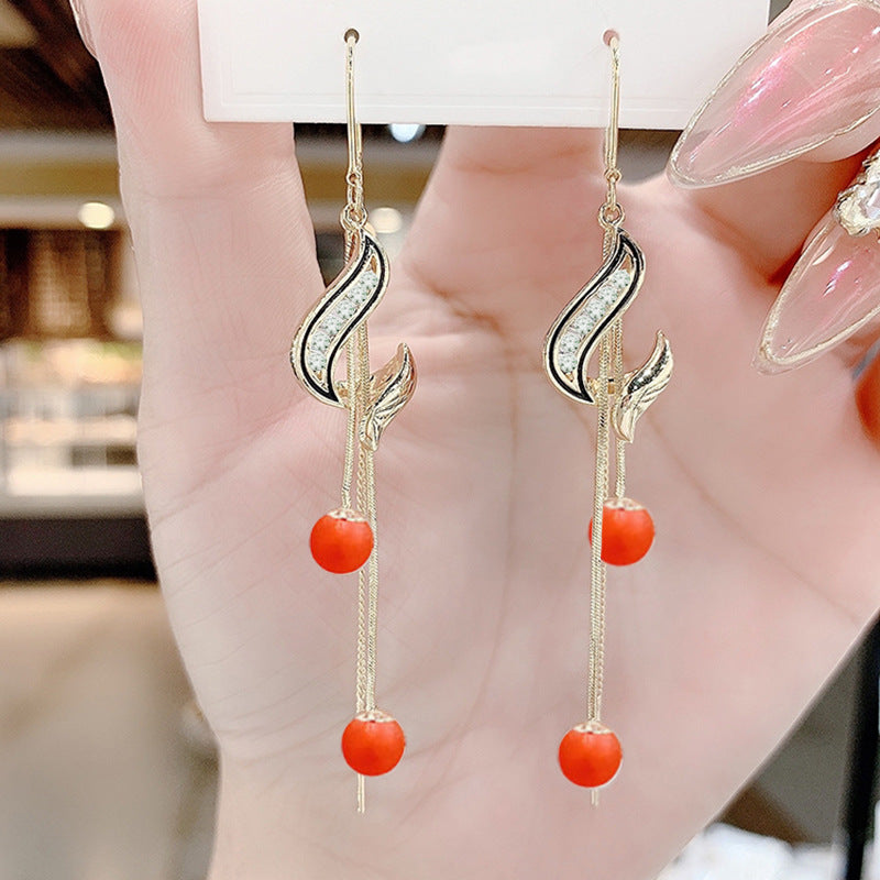 Red festive earrings