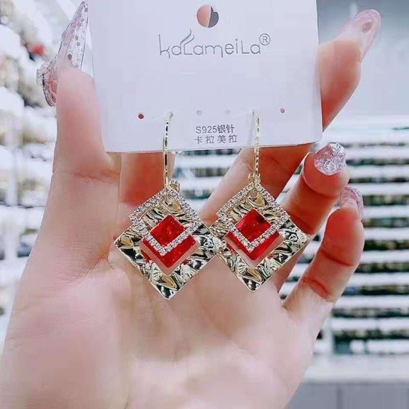 Red festive earrings