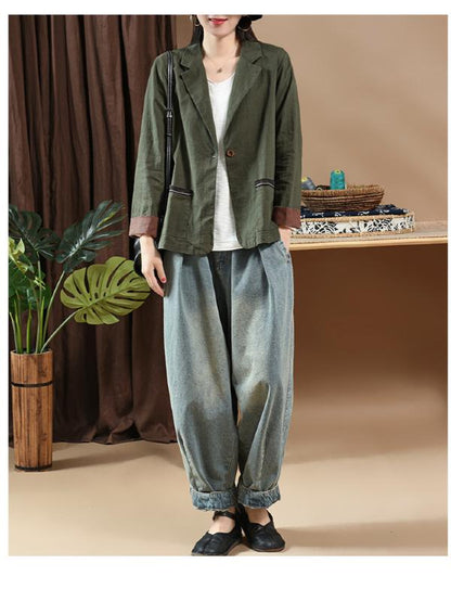 Vintage Linen Split-joint Suit