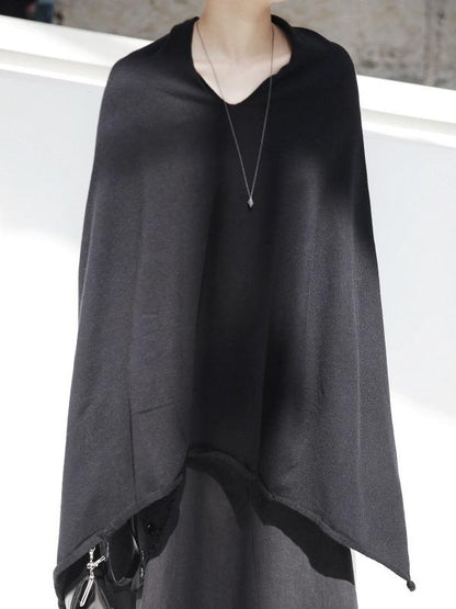 Simple V-Neck Knitting Cape Outwears