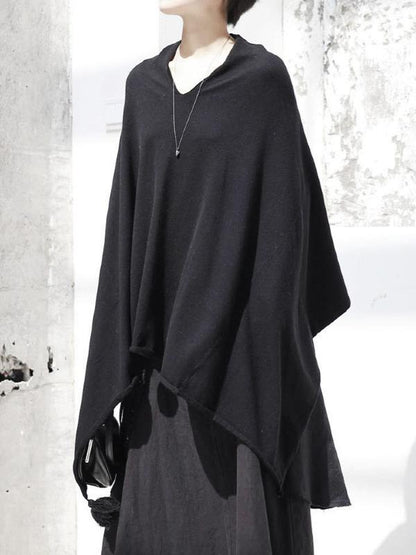 Simple V-Neck Knitting Cape Outwears