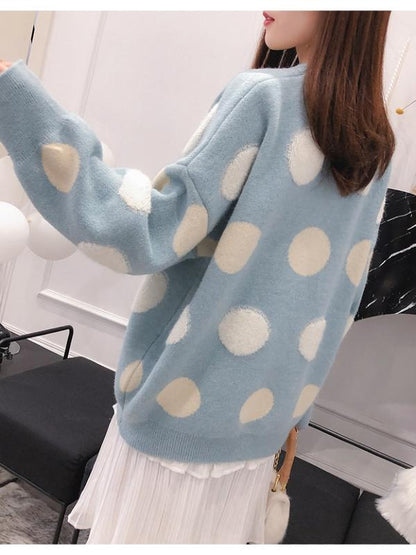 Loose Polka-dot Pullover Knitting Sweater