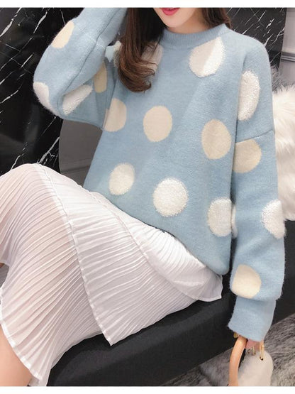 Loose Polka-dot Pullover Knitting Sweater
