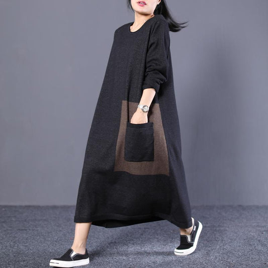 Women Cotton Fall  Long Sleeve Round Neck Sweater Dress