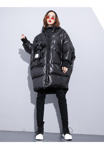 CASUAL RHOMBUS SPIT-SIDE WARM COTTON-PADDED JACKET