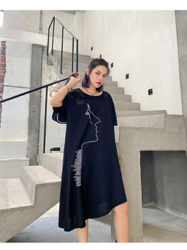 Fashion Irregularity Letter Print Dress