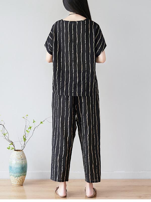 SUMMER NEW OVERSIZE STRIPED CASUAL PANTS SUIT - Zebrant