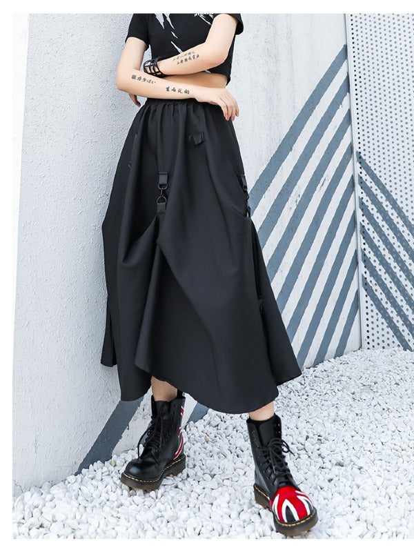 BLACK LOOSE EMPIRE A-LINE SKIRT