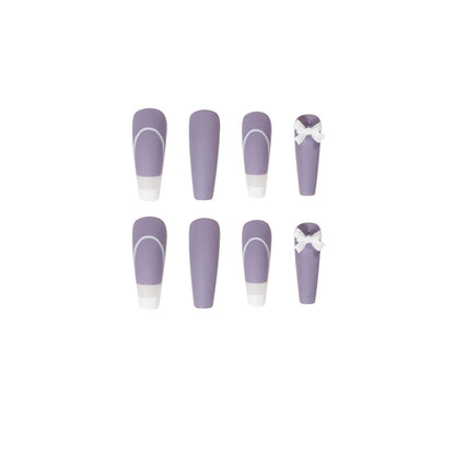 Rattan Purple Bow PRESS ON NAILS
