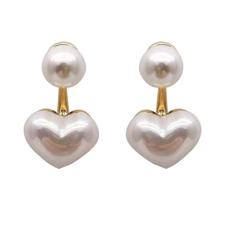 S925 silver needle simple small love pearl earrings