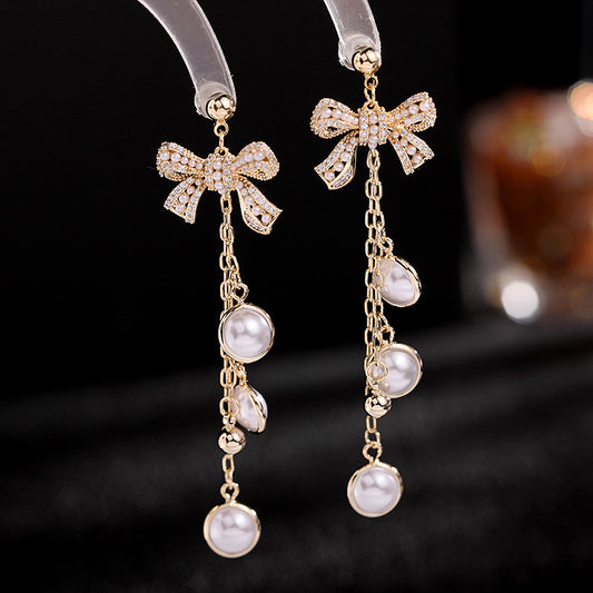 Fashion Vintage pearl Bow Earrings