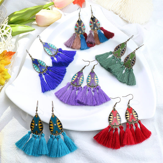 Drop vintage fringed earrings
