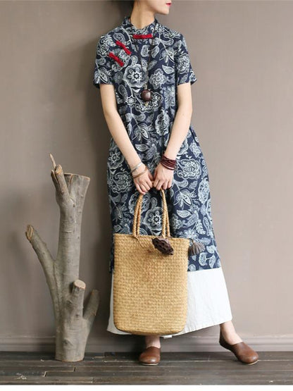 National Printed Cheongsam Midi Dress
