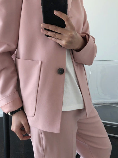 Loose Solid Casual Blazer Lapel Outwear