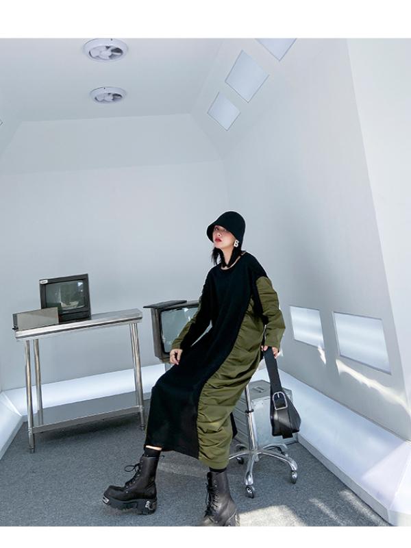 SPLICING PLEATED LOOSE MAXI DRESS - Zebrant