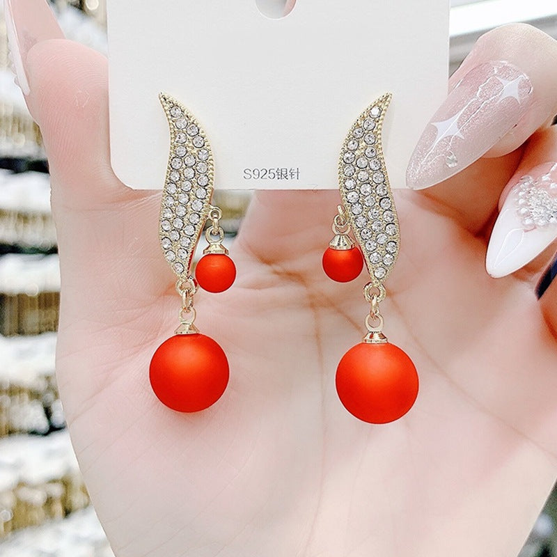 Red festive earrings