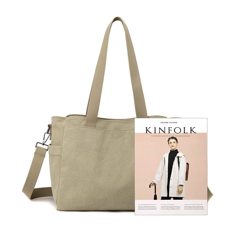 Simple shoulder bag 2022 new canvas bag women's bag high-capacity fashion bag Joker leisure tote bag