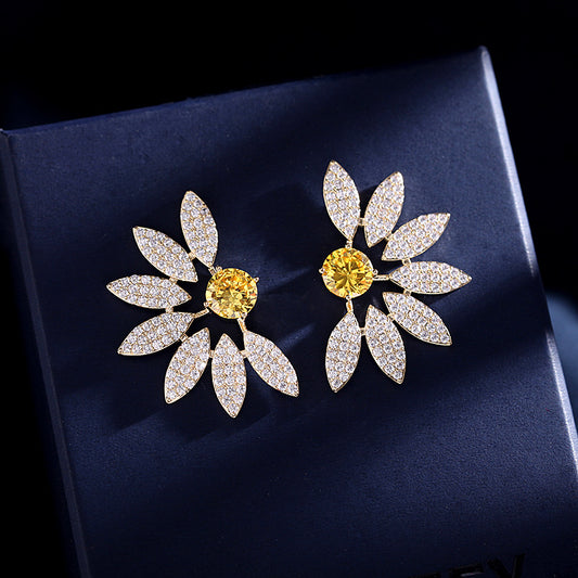 Colorful zircon vintage floral earrings