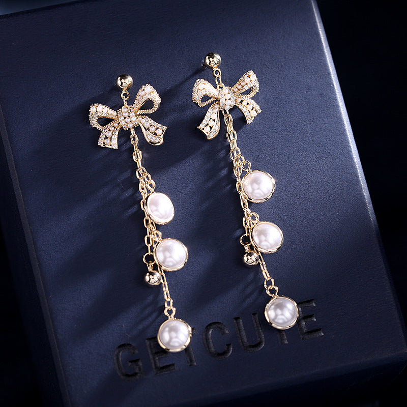 Fashion Vintage pearl Bow Earrings