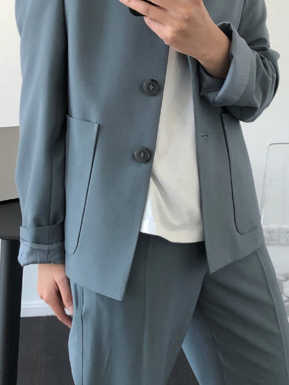 Loose Solid Casual Blazer Lapel Outwear
