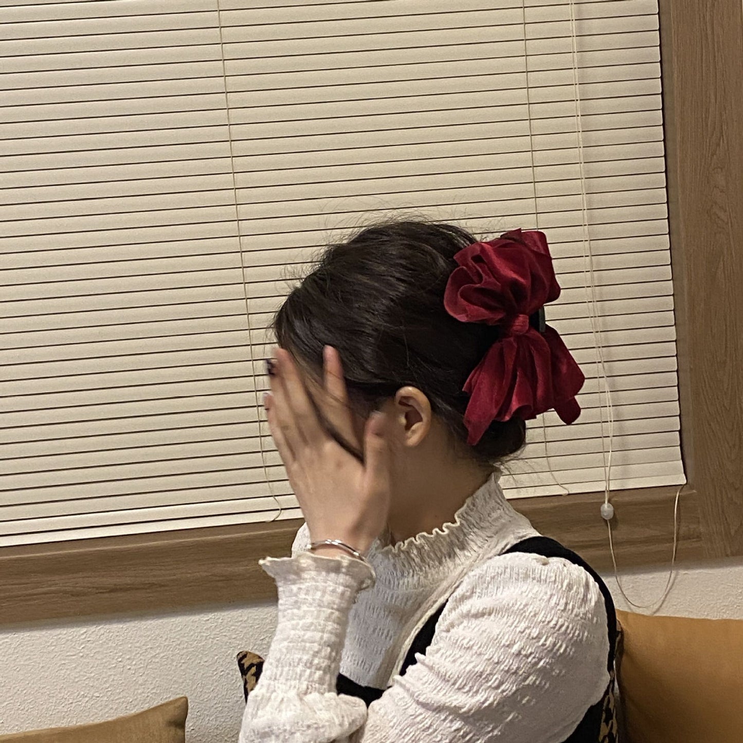 Black velvet bow Hair Clips