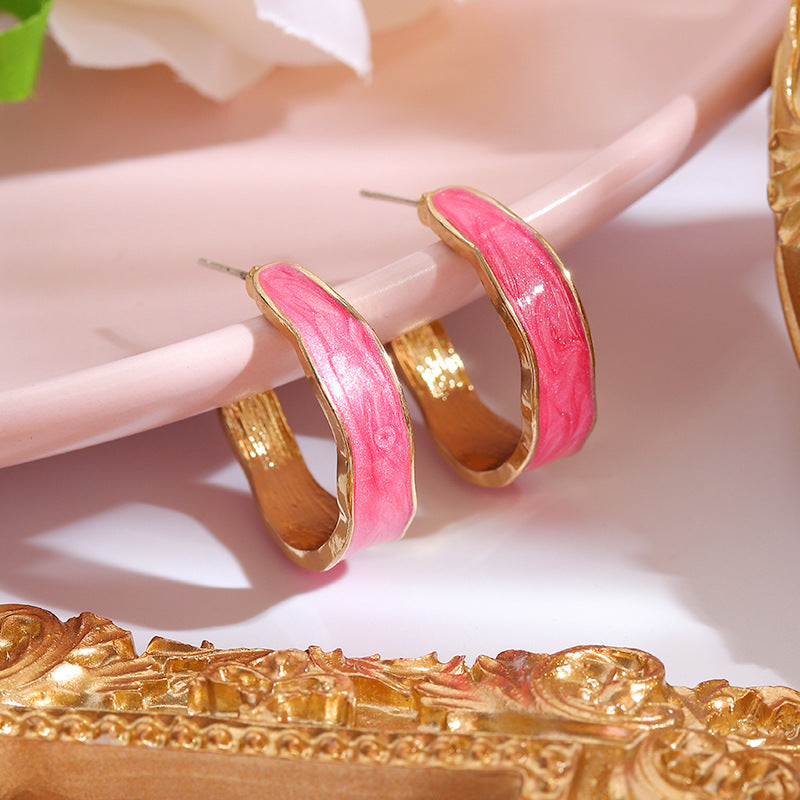 S925 silver pin C-type minimalist geometric semicircle earrings