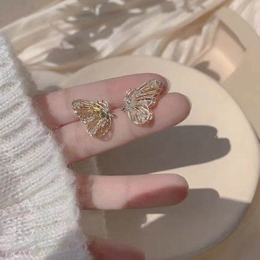 S925 silver needle temperament butterfly earrings