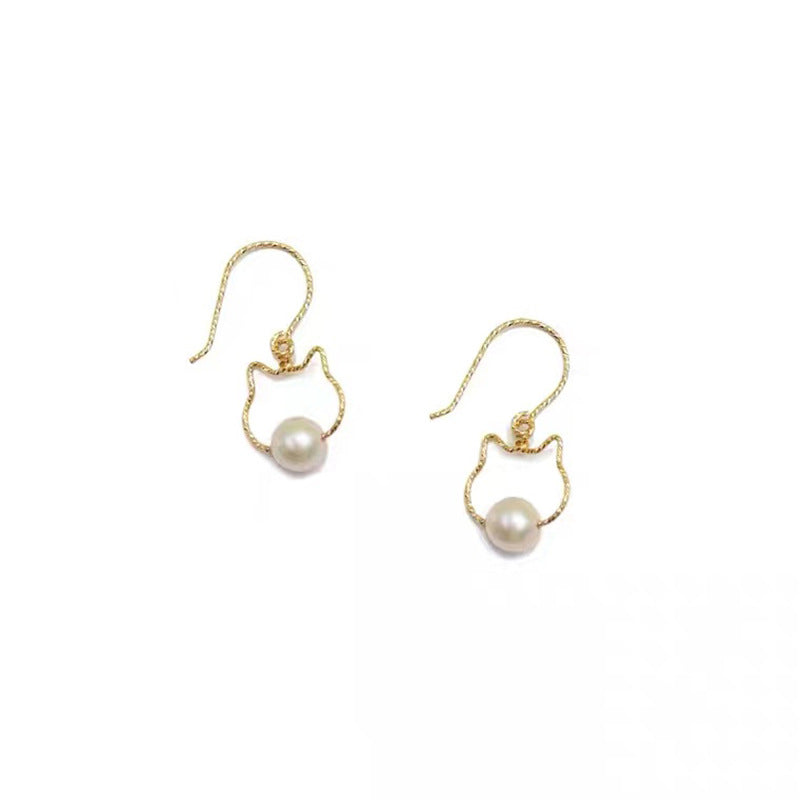 S925 Silver Needle Cat Earrings