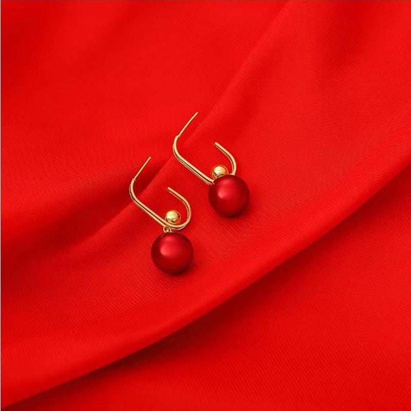 Red festive earrings