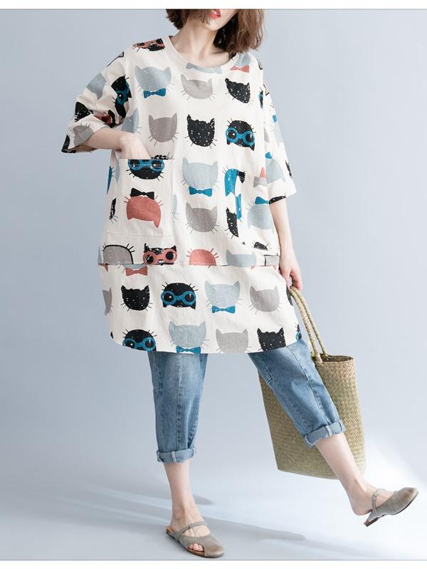 CASUAL CARTOON PRINTED ROUND-NECK T-SHIRT - Zebrant