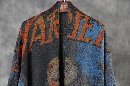 Retro Printed Comfortable Split Hem Winter Coat
