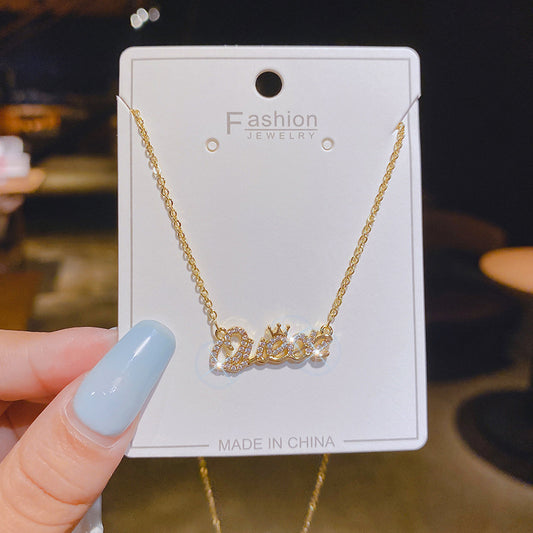 Wholesale zircon letter necklace