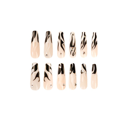 Mandarin duck French manicure flame PRESS ON NAILS