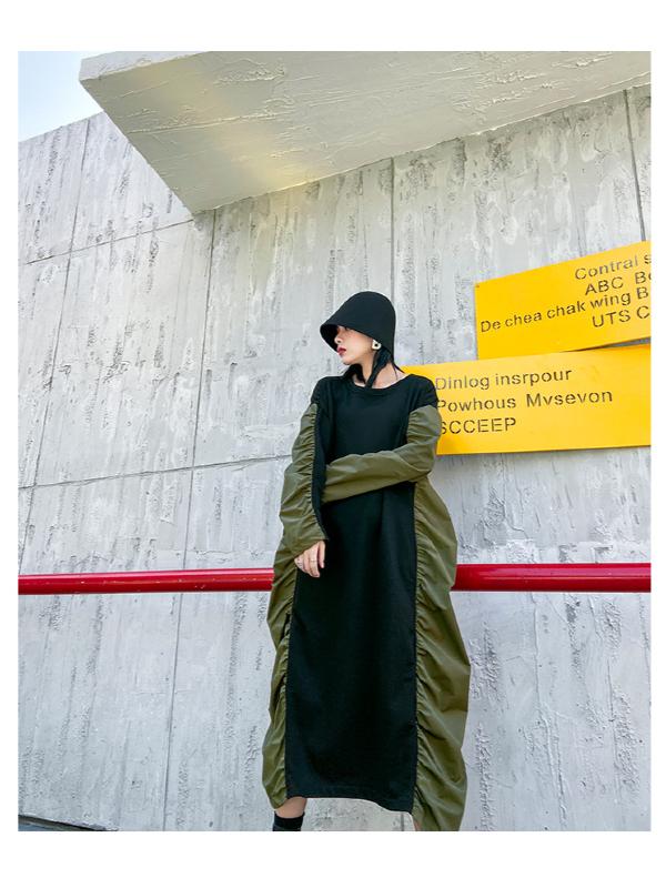 SPLICING PLEATED LOOSE MAXI DRESS - Zebrant