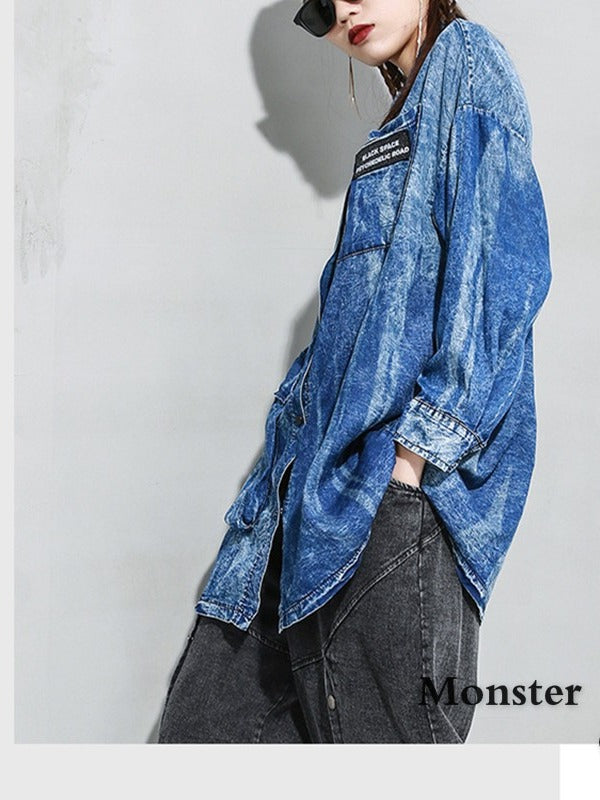 Vintage Washable Loose Cropped Lapel Shirt