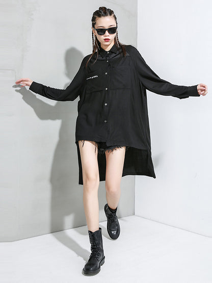 Loose Print Shirt Cropped Lapel Shirt