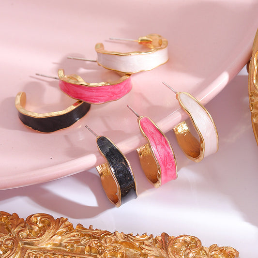 S925 silver pin C-type minimalist geometric semicircle earrings