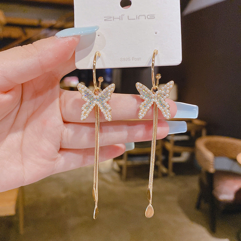 Wholesale butterfly long Tassel Earrings