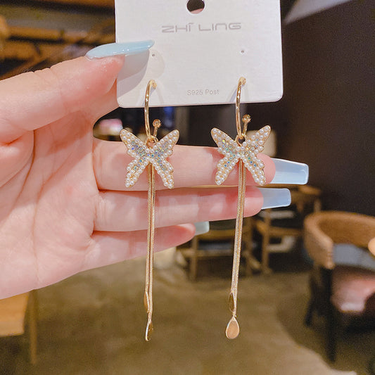 Wholesale butterfly long Tassel Earrings