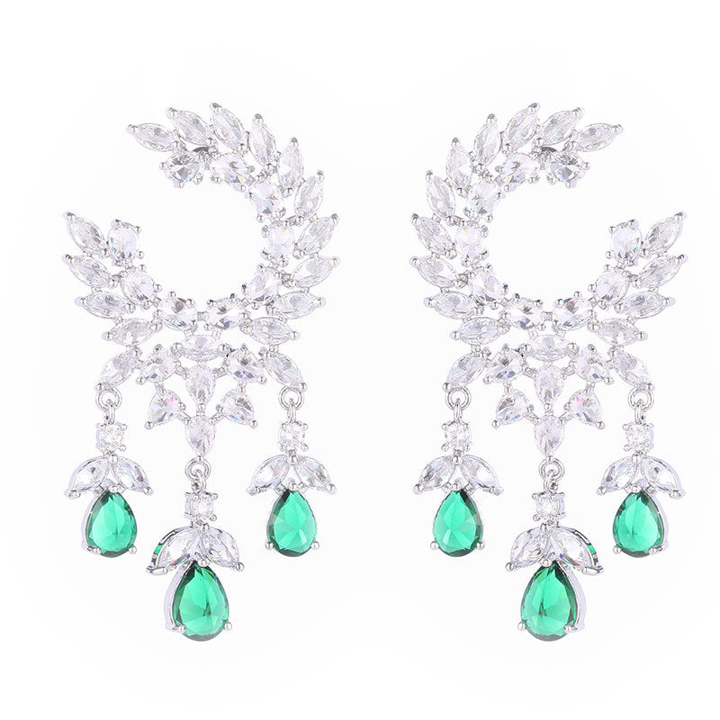 Zircon tassel olive branch Earrings