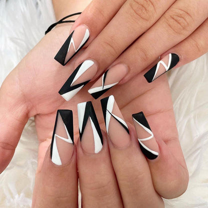 Simple manicure geometry FAINT PRESS ON NAILS