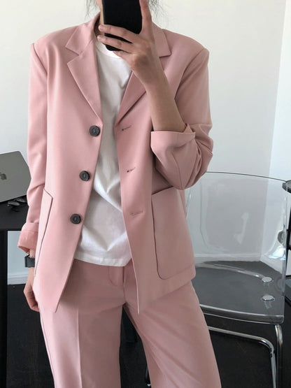Loose Solid Casual Blazer Lapel Outwear