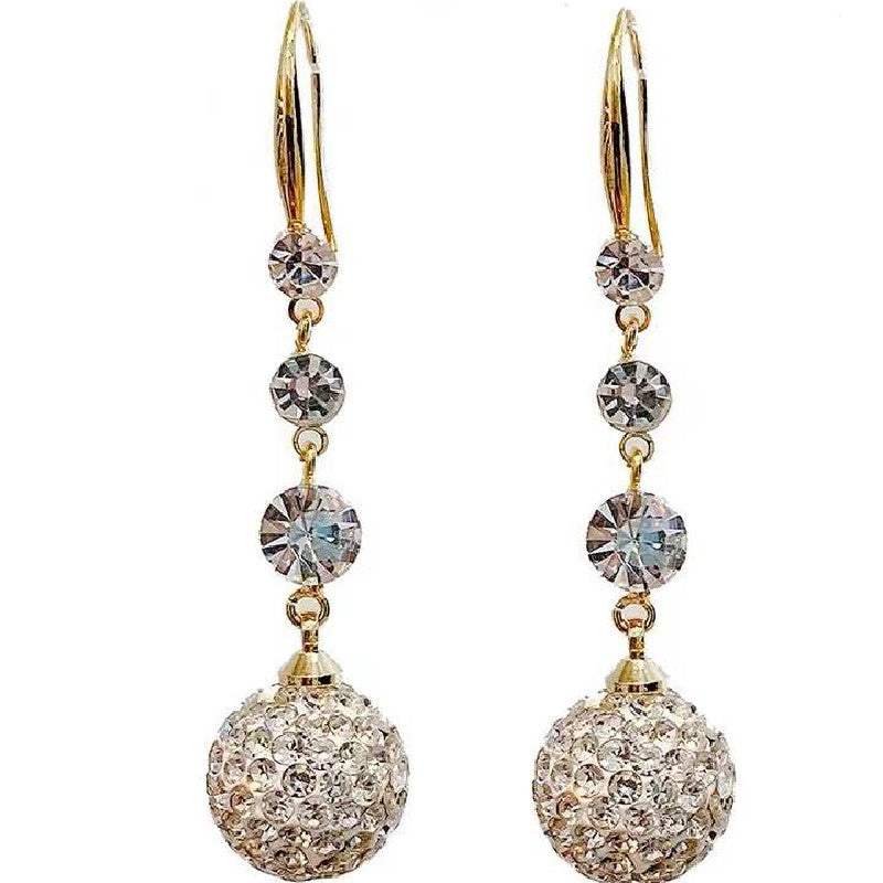 Wholesale long red diamond ball Tassel Earrings